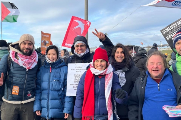 Mitglieder des Gaza-Komitees beim Protest gegen die AfD in Riesa