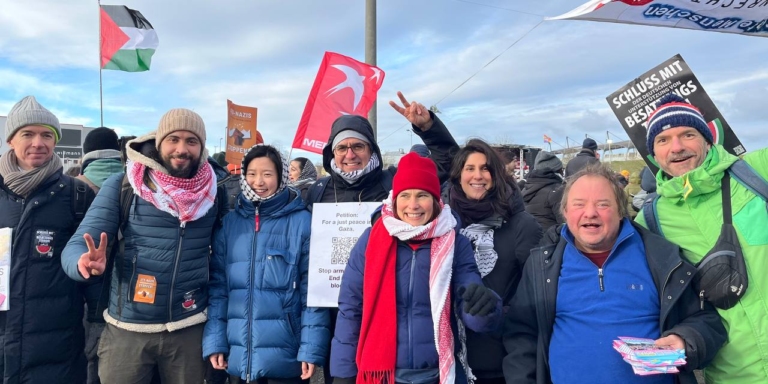 Mitglieder des Gaza-Komitees beim Protest gegen die AfD in Riesa