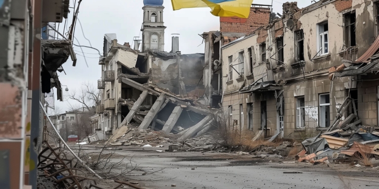 Zerstörung im Krieg trifft immer die Bevölkerung.